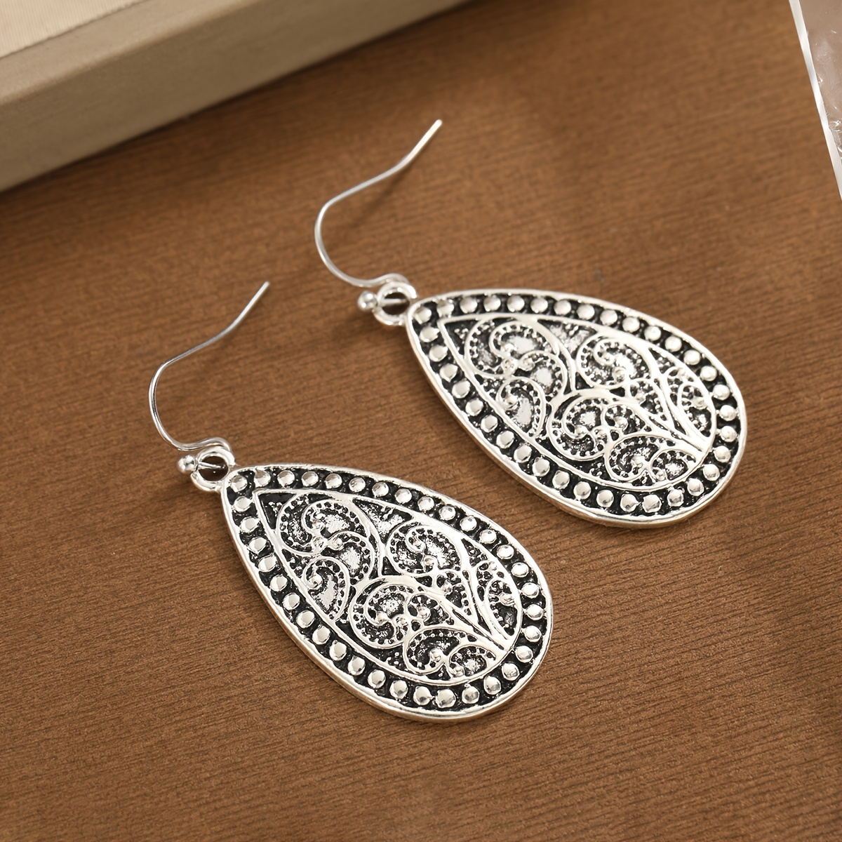 Men's Vintage Carved Teardrop Earrings